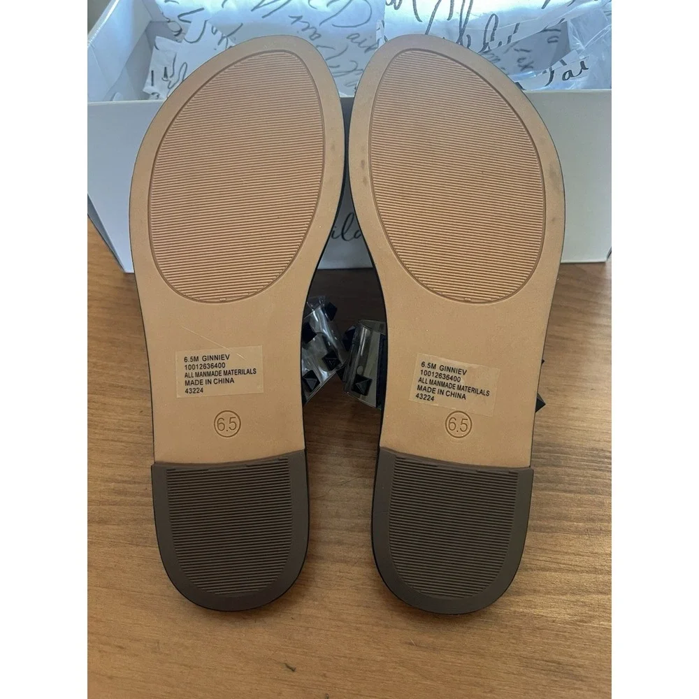 NEW WILD PAIR Women Black Double Band Ginnie Round Toe Slip On Slide Sandals 6.5